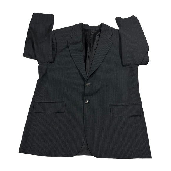 Ralph Ralph Lauren Black & Grey Penstriped Wool Cashmere Suit Jacket Sz 44R EUC - Picture 6 of 12